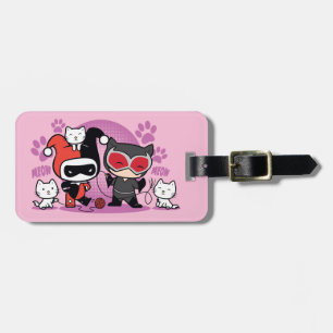 Etiqueta De Bagagem Chibi Harley Quinn & Chibi Catman Com Gatos