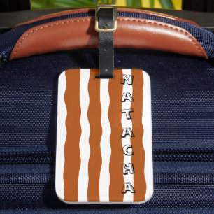 Etiqueta De Bagagem Chic branco marrom, branco, colorido e personaliza