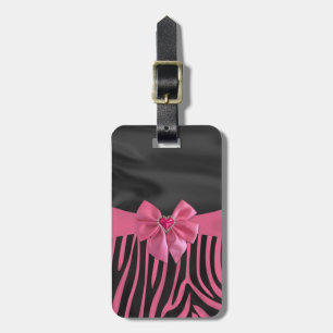 Etiqueta De Bagagem chic elegante tecido de seda efeitos zebra