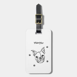 Etiqueta De Bagagem Chic French Bulldog Line Art: Edite seu texto