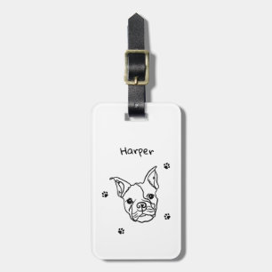 Etiqueta De Bagagem Chic French Bulldog Line Art: Edite seu texto