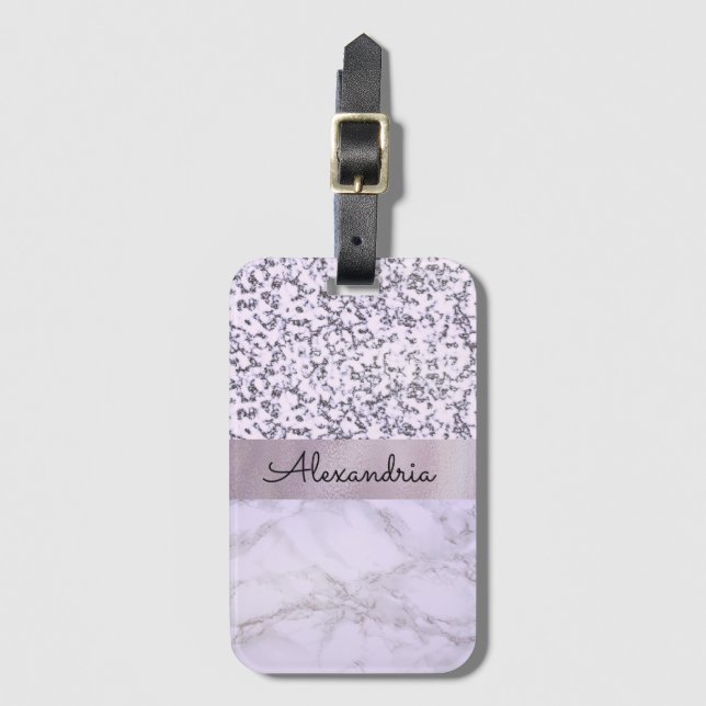 Etiqueta De Bagagem Chic Lavanda Marble (Frente Vertical)
