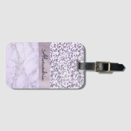 Etiqueta De Bagagem Chic Lavanda Marble