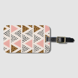 Etiqueta De Bagagem Chic Leopard & Pink Triangle Pattern