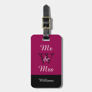 Etiqueta De Bagagem CHIC LUGAGAGE TAG_"Mr & Mrs" RASBERRY/BLACK/WHITE