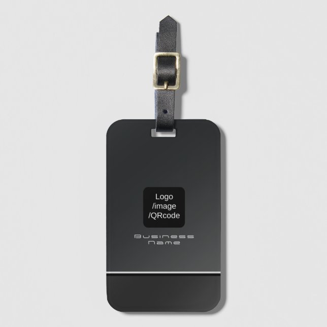 Etiqueta De Bagagem Chic Modern Business Logo preto (Frente Vertical)