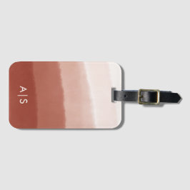 Etiqueta De Bagagem Chic Monogramed Watercolor Copper Rust Ombre