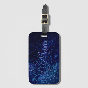 Etiqueta De Bagagem Chic Personalizado Blue Confetti