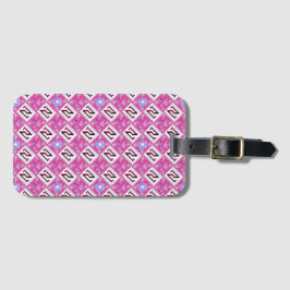 Etiqueta De Bagagem Chic Rosa Alfabeto Geométrico Inicial N
