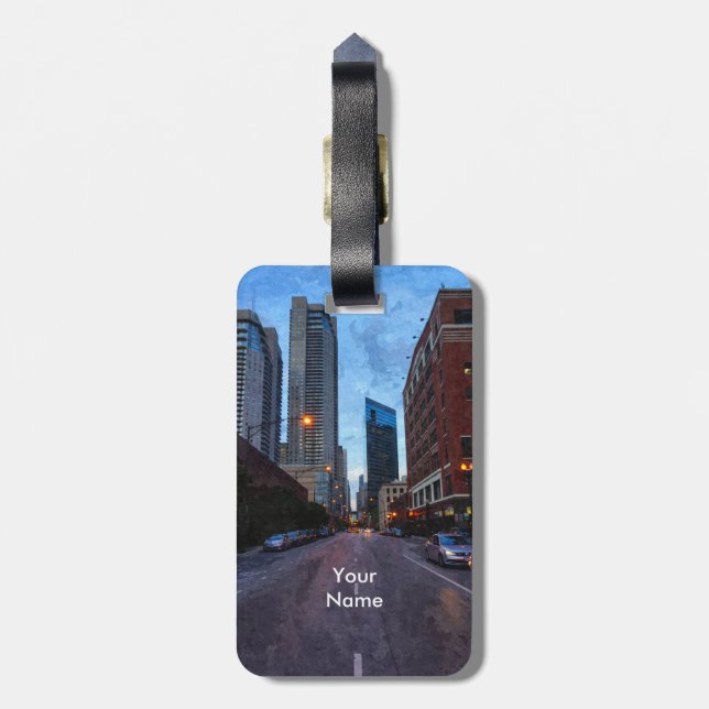 Etiqueta De Bagagem Chicago Evening Drive (Traseira Vertical)