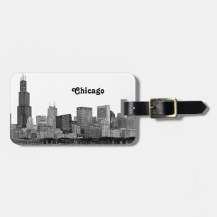 Etiqueta De Bagagem Chicago Skyline Etch