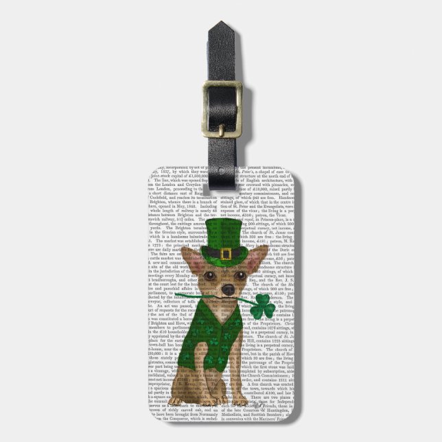 Etiqueta De Bagagem Chihuahua Leprechaun (Frente Vertical)