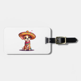 Etiqueta De Bagagem Chihuahua México Cinco de Mayo Cachorro Engraçado
