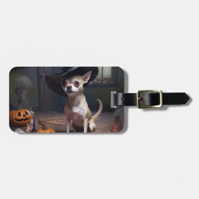 Etiqueta De Bagagem Chihuahua Pumpkins Halloween Scary (Frente Horizontal)