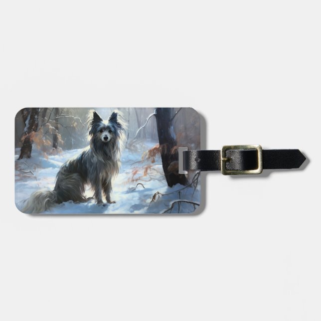 Etiqueta De Bagagem Chinês Pinto Que Neve Natal (Frente Horizontal)