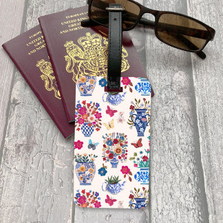 Etiqueta De Bagagem Chinoiserie Floral Luggage Tag Women Travel Chic