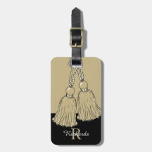 CHIQUE LUGGAGE/BAG TAG_KHAKI TASSELS/BLACK