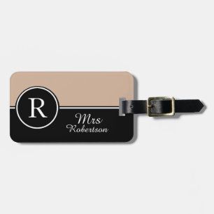 Etiqueta De Bagagem CHIQUE LUGGAGE/BAG TAG_MODERN "Sra." ALMOND/BLACK