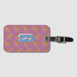 Etiqueta De Bagagem Chita, monograma rosa-leopardo