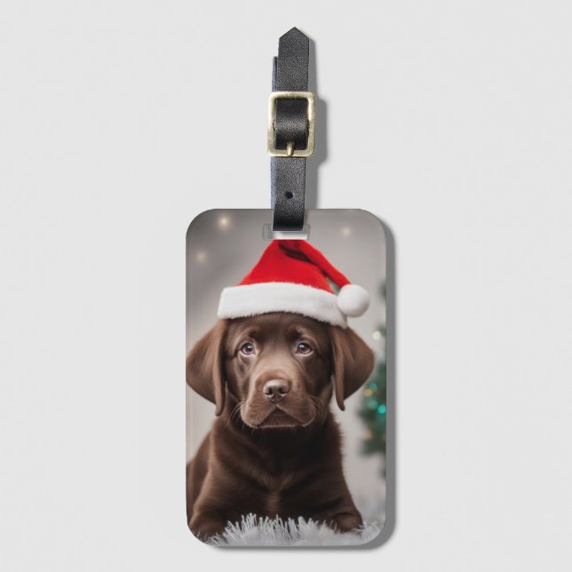 Etiqueta De Bagagem Chocolate Labrador Natal (Frente Vertical)
