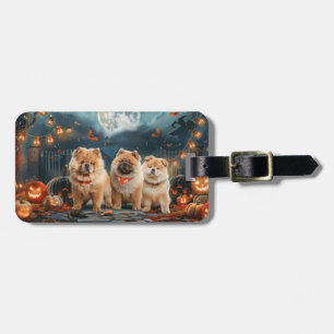Etiqueta De Bagagem Chow Chow Halloween Spooky