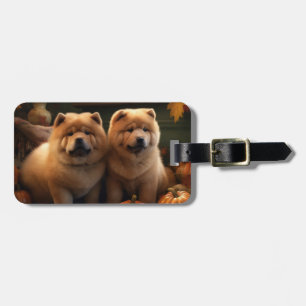 Etiqueta De Bagagem Chow Chow Puppy Autumn Delight Pumpkin
