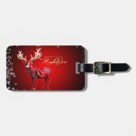 Etiqueta De Bagagem Christmas Monogram Red Reindeer Winter Holidays