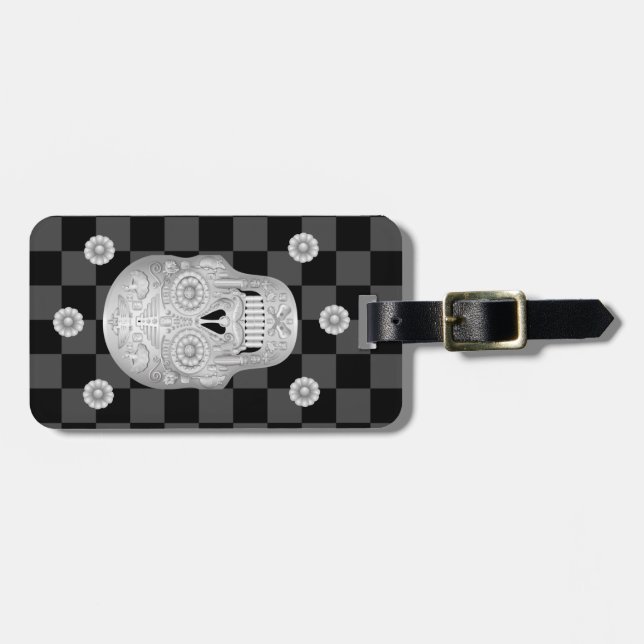 Etiqueta De Bagagem Chrome Calavera Watch (Frente Horizontal)
