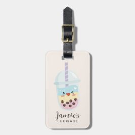 Etiqueta De Bagagem Chuva Mínima Bonita Boba Bubble Tea