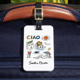 Etiqueta De Bagagem Ciao! Italian Amalfi Coast Hand Drawn Custom Name