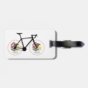 Etiqueta De Bagagem Ciclismo com a Bandeira de Illinois