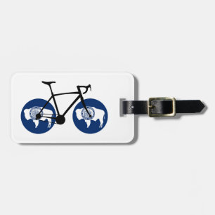Etiqueta De Bagagem Ciclismo da Bandeira de Wyoming