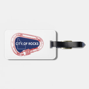 Etiqueta De Bagagem Cidade De Rochas Idaho Rock Subindo Carabiner