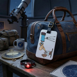 Etiqueta De Bagagem Cientista com Telescópio Humor de Astronomia Ciênc