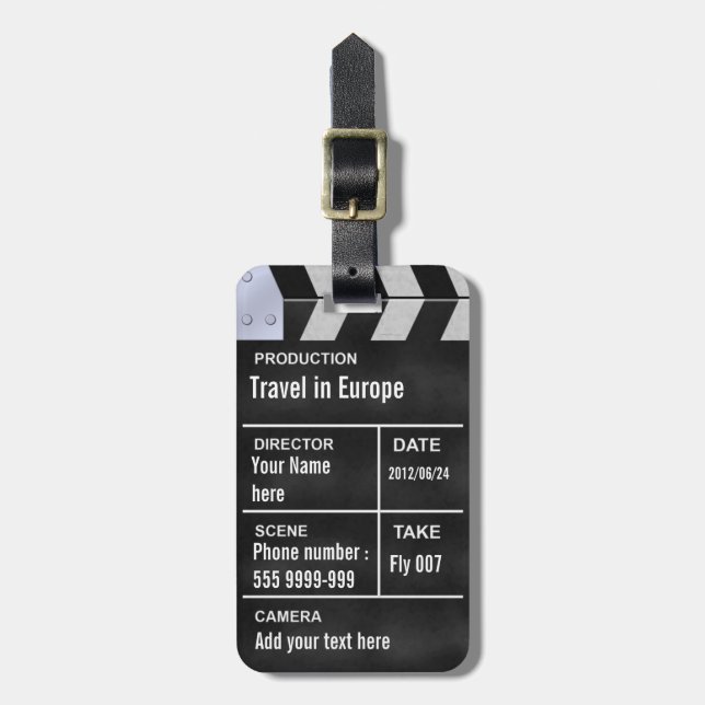 Etiqueta De Bagagem cinema do clapperboard (Frente Vertical)