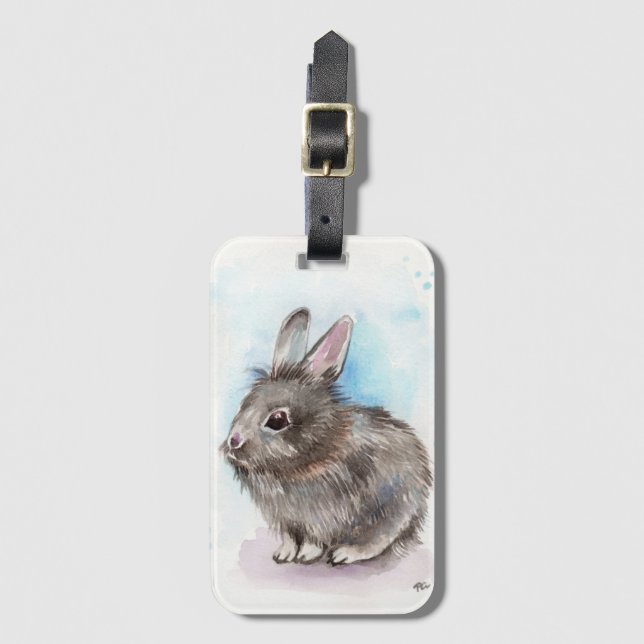 Etiqueta De Bagagem Cinza Bunny (Frente Vertical)