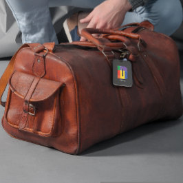 Etiqueta De Bagagem Cinza D inicial do Monograma vermelho roxo verde v