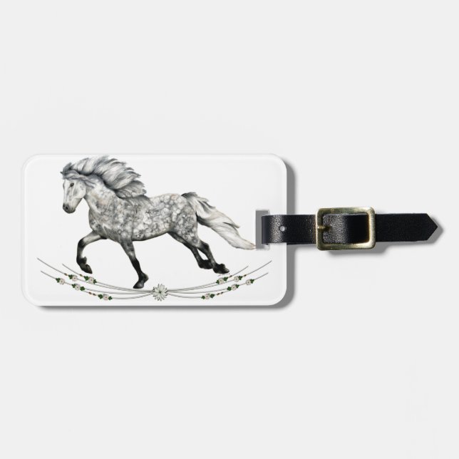 Etiqueta De Bagagem Cinza Islandesa Mare Grá (Frente Horizontal)