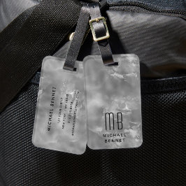 Etiqueta De Bagagem Cinza Monogramado Elegante