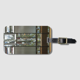 Etiqueta De Bagagem Cinza preta prateada de vidro biselado moderna