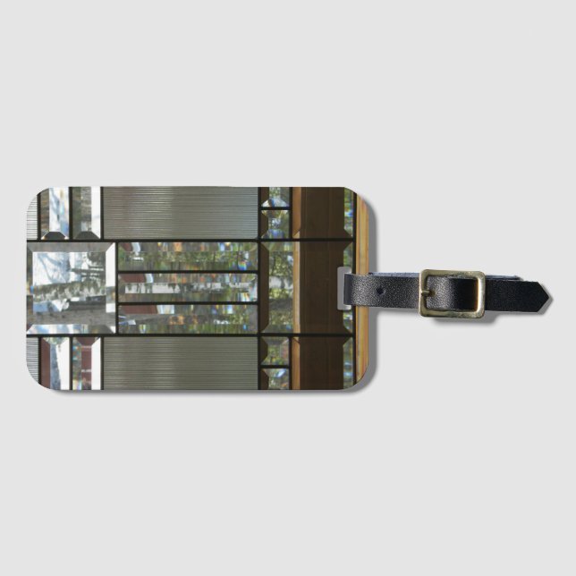 Etiqueta De Bagagem Cinza preta prateada de vidro biselado moderna (Frente Horizontal)