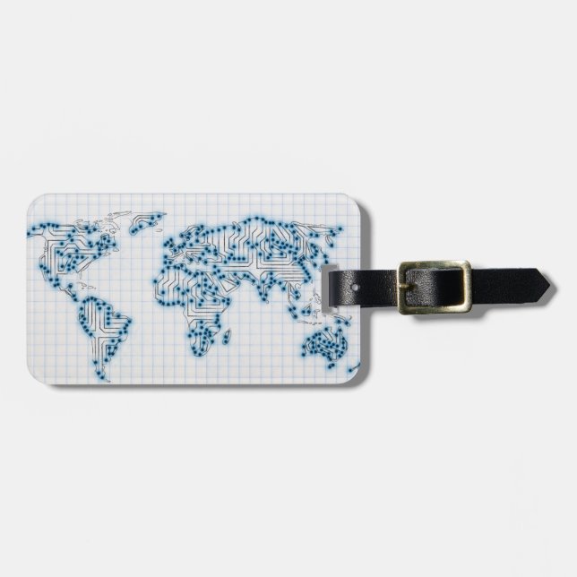 Etiqueta De Bagagem Circuitos eletrônicos do microchip do mapa do (Frente Horizontal)