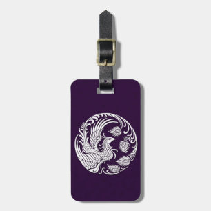 Etiqueta De Bagagem Círculo branco tradicional de Phoenix no roxo