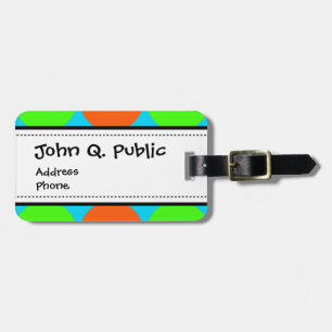 Etiqueta De Bagagem Círculo da cerceta do amarelo alaranjado do verde