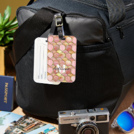 Etiqueta De Bagagem Círculos Dourados de Glama Rosa-Chic