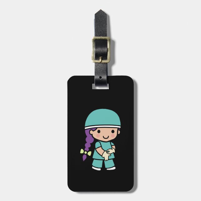 Etiqueta De Bagagem Cirurgião Bonito em Escrubs (Frente Vertical)