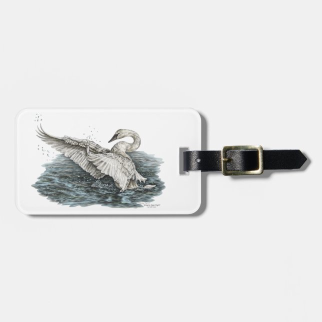 Etiqueta De Bagagem Cisne branco na água (Frente Horizontal)