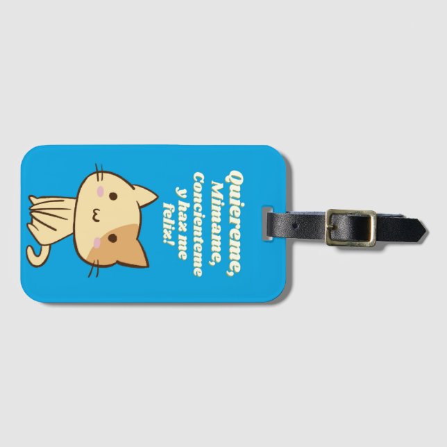 Etiqueta De Bagagem Citação do gato mimame y hazme (Frente Horizontal)