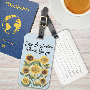 Etiqueta De Bagagem Citação Personalizada de Flor de Girassol Floral