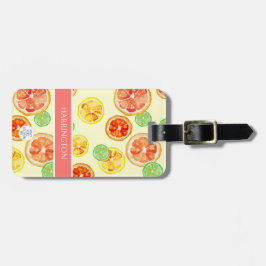 Etiqueta De Bagagem Citrus Laranja-Limão Pintados À Mão - Cor Da Água